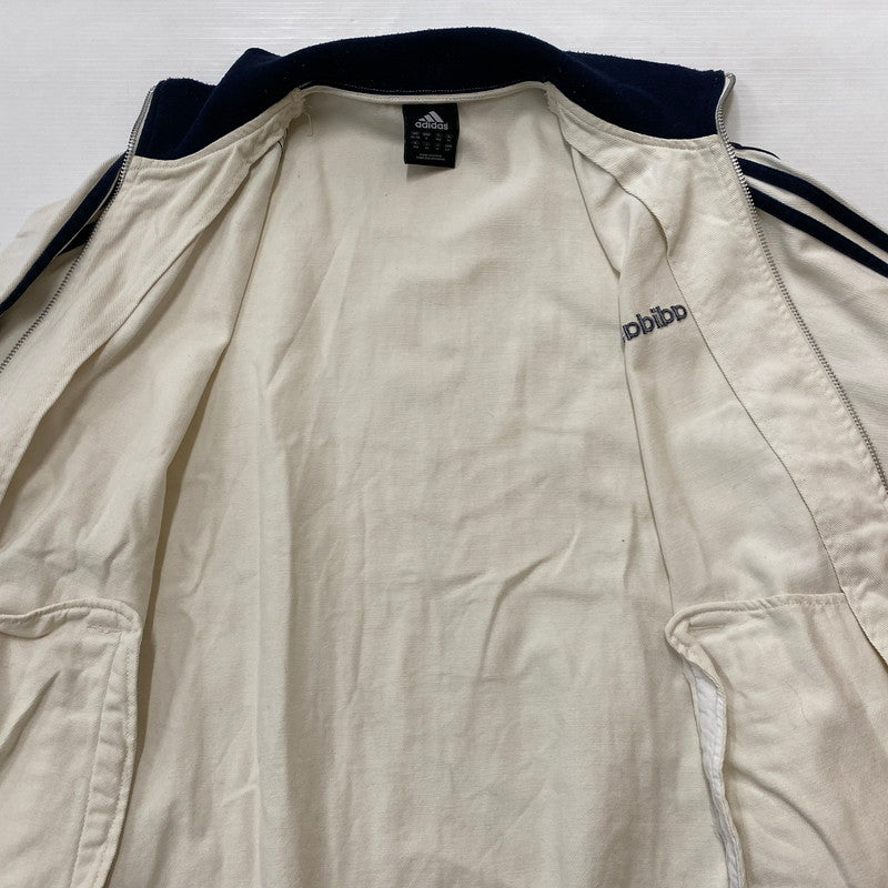 【中古品】【メンズ】 ADIDAS アディダス 00’s 3 STRIPE CANVAS TRACK JACKET 2000年代 スリー ストライプ キャンバス トラック ジャケット トップス ジャージ 148-260724-sa-08-tei サイズ：M カラー：ホワイトネイビー 万代Net店