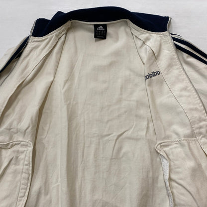 【中古品】【メンズ】 ADIDAS アディダス 00’s 3 STRIPE CANVAS TRACK JACKET 2000年代 スリー ストライプ キャンバス トラック ジャケット トップス ジャージ 148-260724-sa-08-tei サイズ：M カラー：ホワイトネイビー 万代Net店