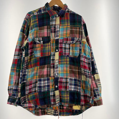 【中古品】【メンズ】 BEAMS ビームス PATCHWORK L/S SHIRT MADE IN INDIA パッチワーク ロングスリーブシャツ トップス インド製 147-260730-ss-07-tei サイズ：L カラー：マルチ 万代Net店