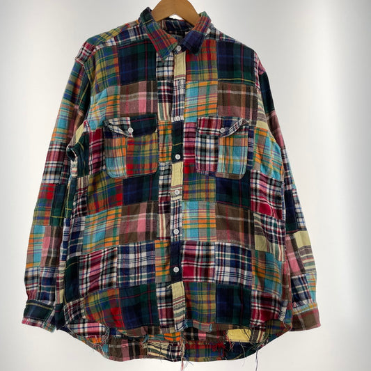 【中古品】【メンズ】 BEAMS ビームス PATCHWORK L/S SHIRT MADE IN INDIA パッチワーク ロングスリーブシャツ トップス インド製 147-260730-ss-07-tei サイズ：L カラー：マルチ 万代Net店