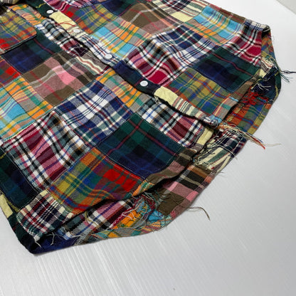 【中古品】【メンズ】 BEAMS ビームス PATCHWORK L/S SHIRT MADE IN INDIA パッチワーク ロングスリーブシャツ トップス インド製 147-260730-ss-07-tei サイズ：L カラー：マルチ 万代Net店