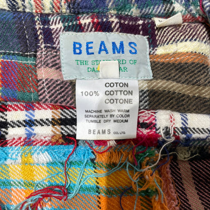 【中古品】【メンズ】 BEAMS ビームス PATCHWORK L/S SHIRT MADE IN INDIA パッチワーク ロングスリーブシャツ トップス インド製 147-260730-ss-07-tei サイズ：L カラー：マルチ 万代Net店