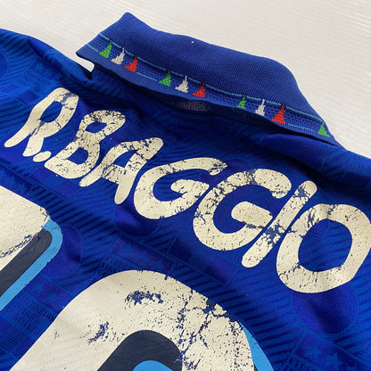 【現状渡し品】【メンズ】 DIADORA ディアドラ 90's FIGC R.BAGGIO UNIFORM 90年代 フィグシー ロベルト バッジョ ユニフォーム 半袖 トップス サッカー イタリア 代表 148-260724-sa-22-tei サイズ：M カラー：ブルー 万代Net店