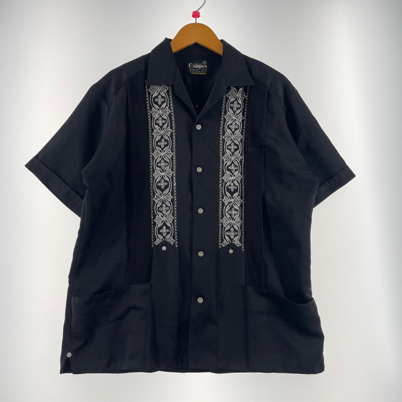 【中古品】【メンズ】 CAMPOS カンポス 80's~ EMBROIDERY DESIGN HALF SLEEVE CUBA SHIRT VINTAGE 80年代～ 刺繍デザイン ハーフスリーブ キューバシャツ 半袖 トップス ヴィンテージ 145-260727-yo-07-tei サイズ：40 カラー：ブラック 万代Net店