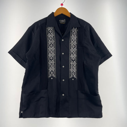 【中古品】【メンズ】 CAMPOS カンポス 80's~ EMBROIDERY DESIGN HALF SLEEVE CUBA SHIRT VINTAGE 80年代～ 刺繍デザイン ハーフスリーブ キューバシャツ 半袖 トップス ヴィンテージ 145-260727-yo-07-tei サイズ：40 カラー：ブラック 万代Net店