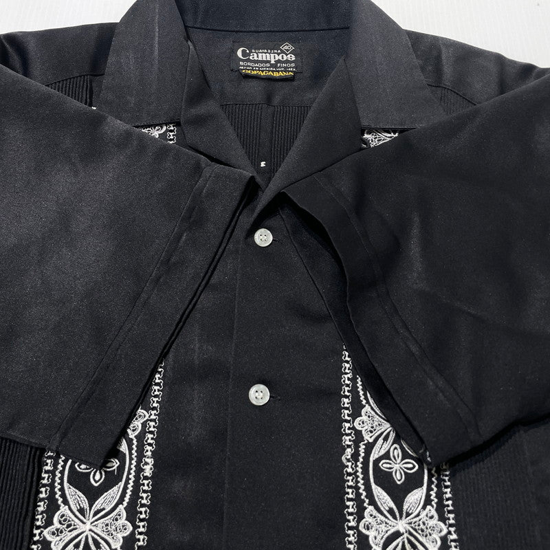 【中古品】【メンズ】 CAMPOS カンポス 80's~ EMBROIDERY DESIGN HALF SLEEVE CUBA SHIRT VINTAGE 80年代～ 刺繍デザイン ハーフスリーブ キューバシャツ 半袖 トップス ヴィンテージ 145-260727-yo-07-tei サイズ：40 カラー：ブラック 万代Net店