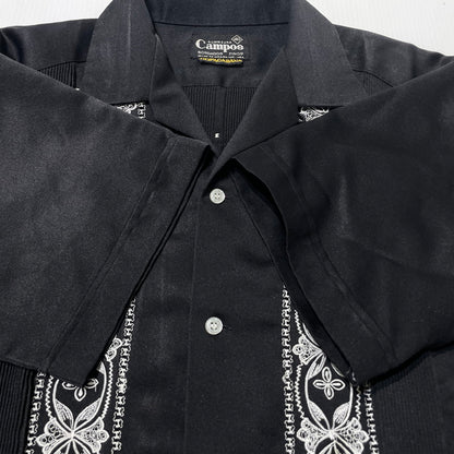 【中古品】【メンズ】 CAMPOS カンポス 80's~ EMBROIDERY DESIGN HALF SLEEVE CUBA SHIRT VINTAGE 80年代～ 刺繍デザイン ハーフスリーブ キューバシャツ 半袖 トップス ヴィンテージ 145-260727-yo-07-tei サイズ：40 カラー：ブラック 万代Net店