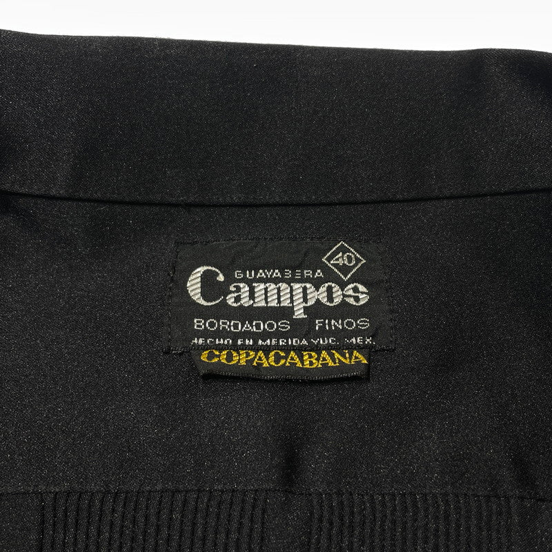 【中古品】【メンズ】 CAMPOS カンポス 80's~ EMBROIDERY DESIGN HALF SLEEVE CUBA SHIRT VINTAGE 80年代～ 刺繍デザイン ハーフスリーブ キューバシャツ 半袖 トップス ヴィンテージ 145-260727-yo-07-tei サイズ：40 カラー：ブラック 万代Net店
