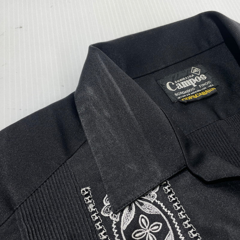 【中古品】【メンズ】 CAMPOS カンポス 80's~ EMBROIDERY DESIGN HALF SLEEVE CUBA SHIRT VINTAGE 80年代～ 刺繍デザイン ハーフスリーブ キューバシャツ 半袖 トップス ヴィンテージ 145-260727-yo-07-tei サイズ：40 カラー：ブラック 万代Net店