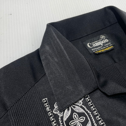 【中古品】【メンズ】 CAMPOS カンポス 80's~ EMBROIDERY DESIGN HALF SLEEVE CUBA SHIRT VINTAGE 80年代～ 刺繍デザイン ハーフスリーブ キューバシャツ 半袖 トップス ヴィンテージ 145-260727-yo-07-tei サイズ：40 カラー：ブラック 万代Net店