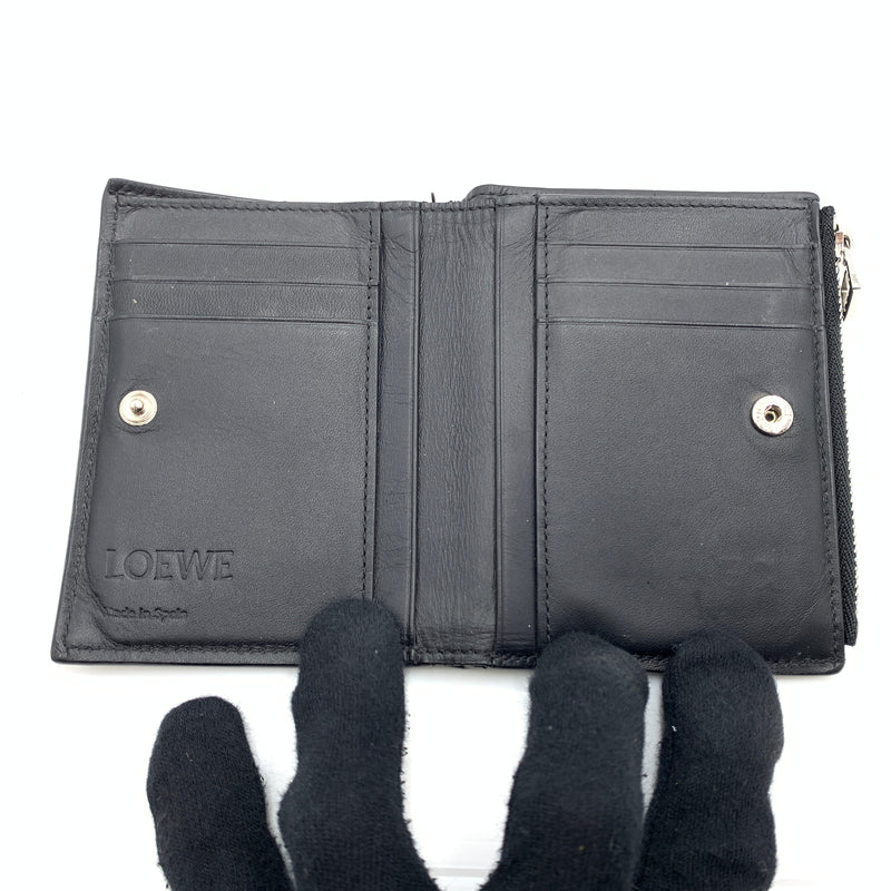 【中古品】【メンズ】 LOEWE ロエベ SLIM COMPACT WALLET C660W73X02 スリム コンパクト ウォレット 二つ折り財布 レザーウォレット 181-260727-ko-10-tei カラー：ブラック 万代Net店