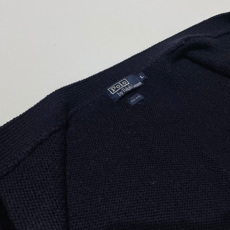 【中古品】【メンズ】 POLO by Ralph Lauren ポロ・ラルフローレン KNIT CARDIGAN ニット カーディガン アウター 147-260730-ss-06-tei サイズ：L カラー：ネイビー 万代Net店
