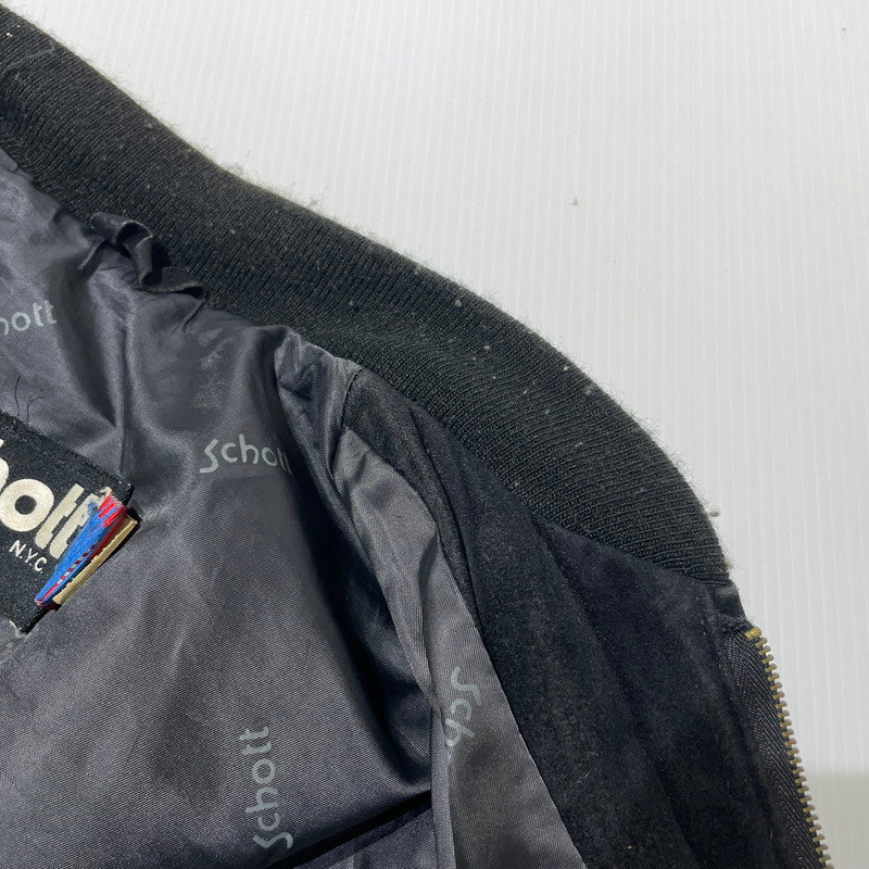 【中古品】【メンズ】 SCHOTT ショット 90's SUEDE LEATHER JACKET 90年代 スエード レザー ジャケット アウター 145-260727-yo-11-tei サイズ：38 カラー：ブラック 万代Net店