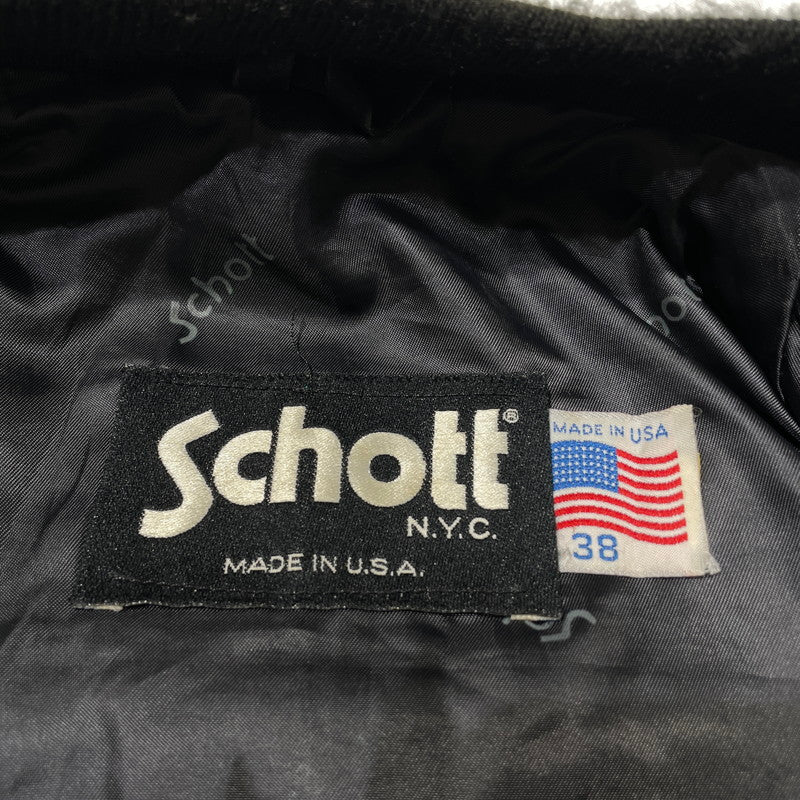 【中古品】【メンズ】 SCHOTT ショット 90's SUEDE LEATHER JACKET 90年代 スエード レザー ジャケット アウター 145-260727-yo-11-tei サイズ：38 カラー：ブラック 万代Net店