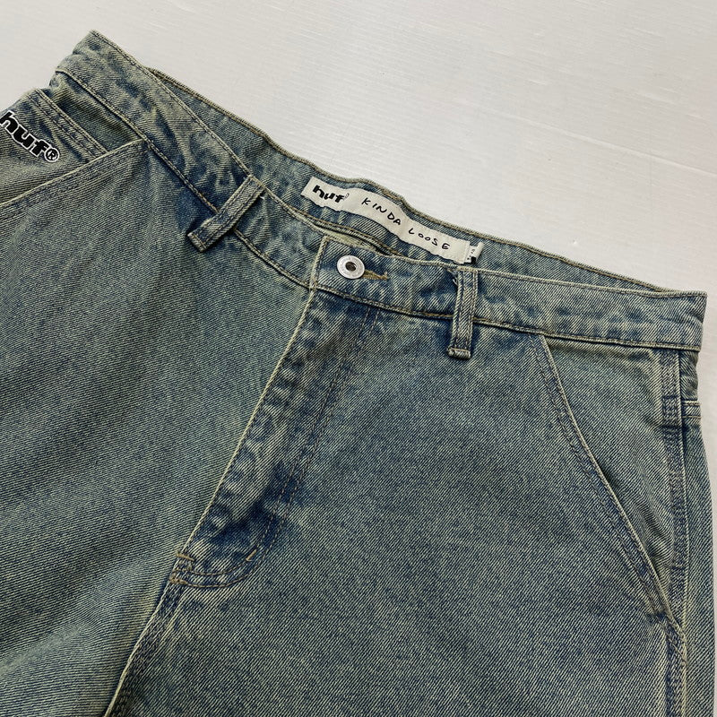 【中古品】【メンズ】 HUF ハフ KINDA LOOSE DOUBLE KNEES DENIM PANTS ルーズ ダブルニー カイダン デニム パンツ ボトムス ジーンズ 153-260801-sa-26-tei サイズ：32 カラー：インディゴ 万代Net店