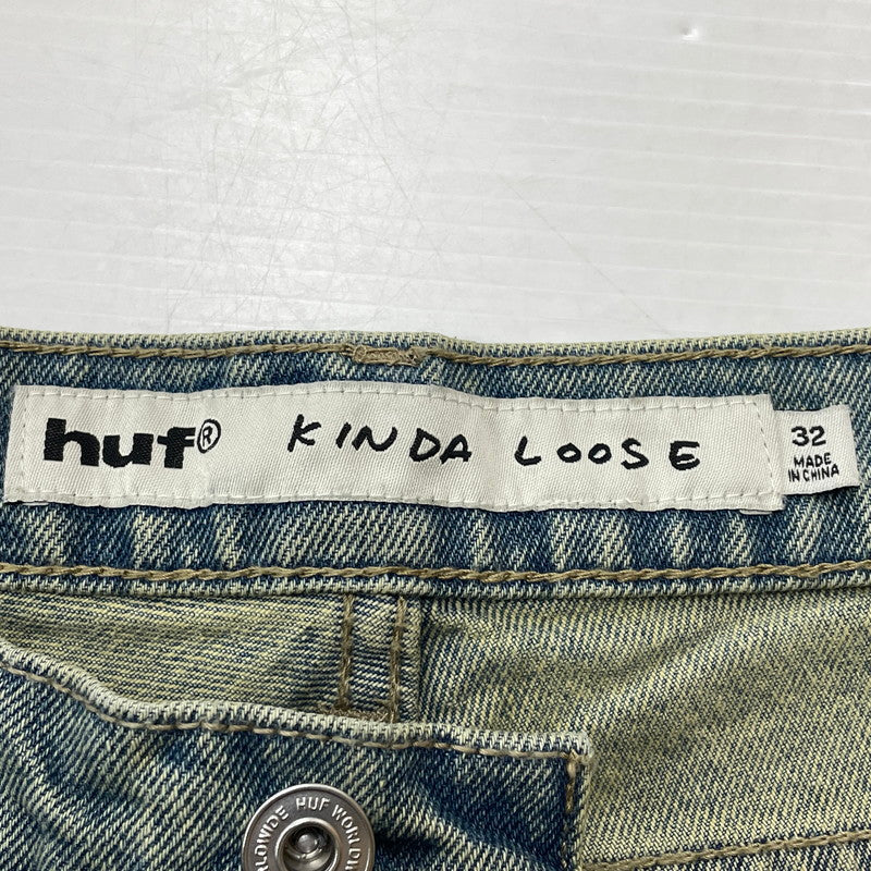 【中古品】【メンズ】 HUF ハフ KINDA LOOSE DOUBLE KNEES DENIM PANTS ルーズ ダブルニー カイダン デニム パンツ ボトムス ジーンズ 153-260801-sa-26-tei サイズ：32 カラー：インディゴ 万代Net店