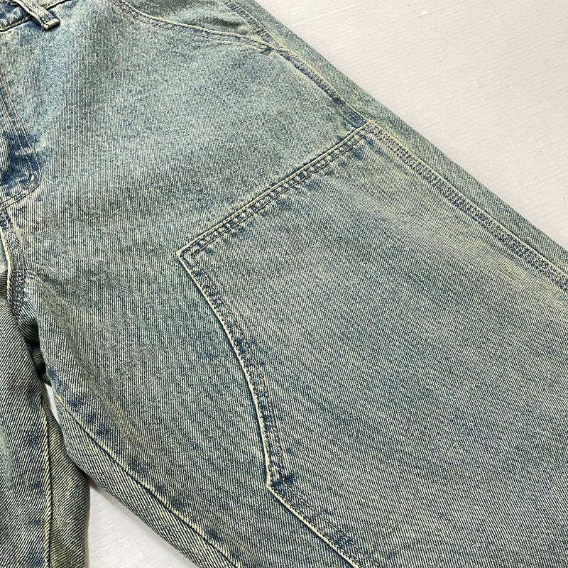 【中古品】【メンズ】 HUF ハフ KINDA LOOSE DOUBLE KNEES DENIM PANTS ルーズ ダブルニー カイダン デニム パンツ ボトムス ジーンズ 153-260801-sa-26-tei サイズ：32 カラー：インディゴ 万代Net店