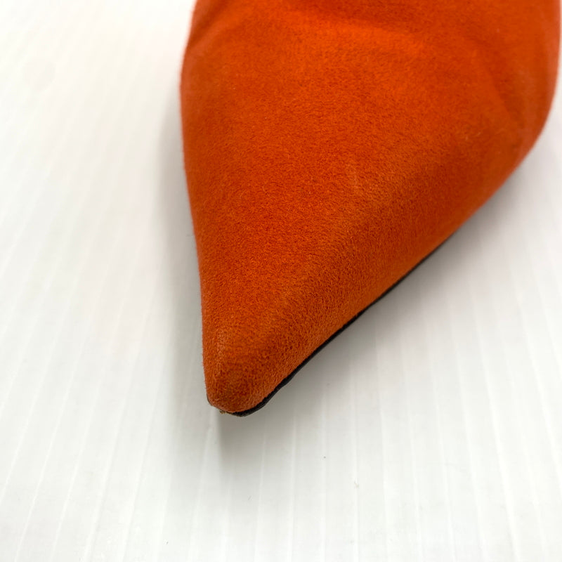 【中古品】【レディース】 CELINE セリーヌ V NECK PUMP 70 ブイ ネック パンプス 靴 シューズ 157-260801-ko-11-tei サイズ：36.5 カラー：Bright Orange 万代Net店