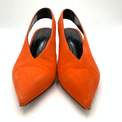 【中古品】【レディース】 CELINE セリーヌ V NECK PUMP 70 ブイ ネック パンプス 靴 シューズ 157-260801-ko-11-tei サイズ：36.5 カラー：Bright Orange 万代Net店