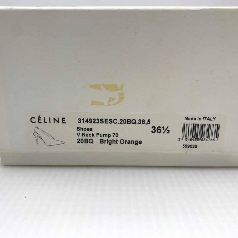 【中古品】【レディース】 CELINE セリーヌ V NECK PUMP 70 ブイ ネック パンプス 靴 シューズ 157-260801-ko-11-tei サイズ：36.5 カラー：Bright Orange 万代Net店