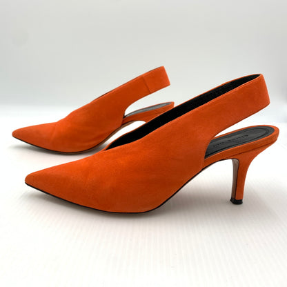 【中古品】【レディース】 CELINE セリーヌ V NECK PUMP 70 ブイ ネック パンプス 靴 シューズ 157-260801-ko-11-tei サイズ：36.5 カラー：Bright Orange 万代Net店