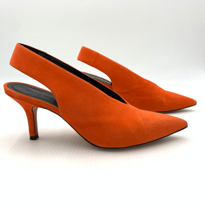 【中古品】【レディース】 CELINE セリーヌ V NECK PUMP 70 ブイ ネック パンプス 靴 シューズ 157-260801-ko-11-tei サイズ：36.5 カラー：Bright Orange 万代Net店