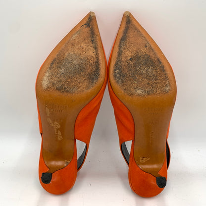 【中古品】【レディース】 CELINE セリーヌ V NECK PUMP 70 ブイ ネック パンプス 靴 シューズ 157-260801-ko-11-tei サイズ：36.5 カラー：Bright Orange 万代Net店