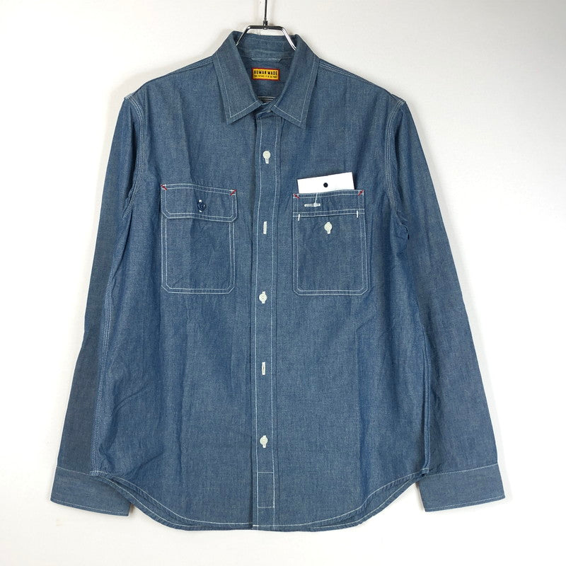 【中古品】【メンズ】 HUMANMADE ヒューマンメイド CHAMBRAY SHIRT HM29SH003 シャンブレー シャツ 長袖 トップス 142-260727-sa-17-tei サイズ：M カラー：インディゴ 万代Net店