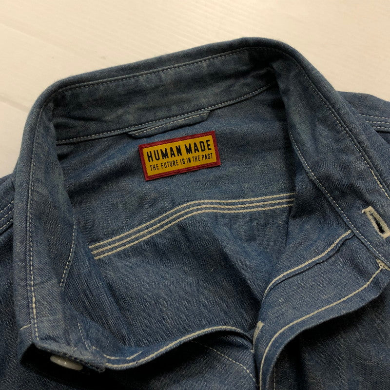 【中古品】【メンズ】 HUMANMADE ヒューマンメイド CHAMBRAY SHIRT HM29SH003 シャンブレー シャツ 長袖 トップス 142-260727-sa-17-tei サイズ：M カラー：インディゴ 万代Net店