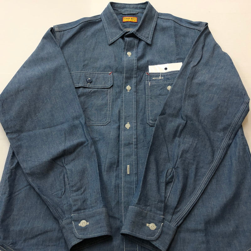 【中古品】【メンズ】 HUMANMADE ヒューマンメイド CHAMBRAY SHIRT HM29SH003 シャンブレー シャツ 長袖 トップス 142-260727-sa-17-tei サイズ：M カラー：インディゴ 万代Net店