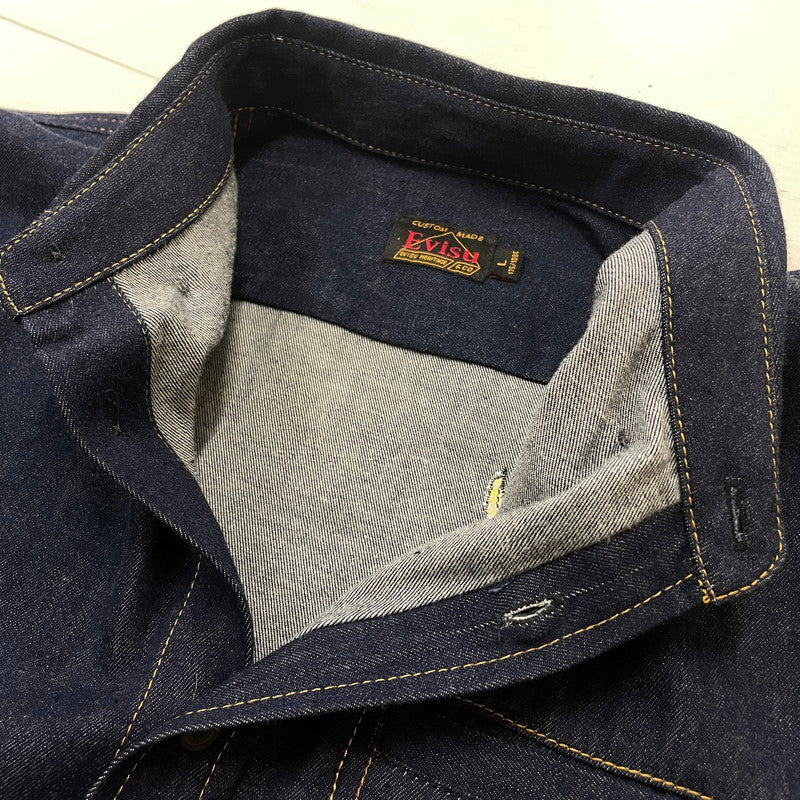 【中古品】【メンズ】 EVISU エビス 23SS COTTON DENIM SHIRT 2EAHTM1SL112XXDN 2023年 コットン デニム シャツ 長袖 トップス 145-260728-sa-05-tei サイズ：L カラー：インディゴ 万代Net店