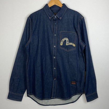 【中古品】【メンズ】 EVISU エビス 23SS COTTON DENIM SHIRT 2EAHTM1SL112XXDN 2023年 コットン デニム シャツ 長袖 トップス 145-260728-sa-05-tei サイズ：L カラー：インディゴ 万代Net店