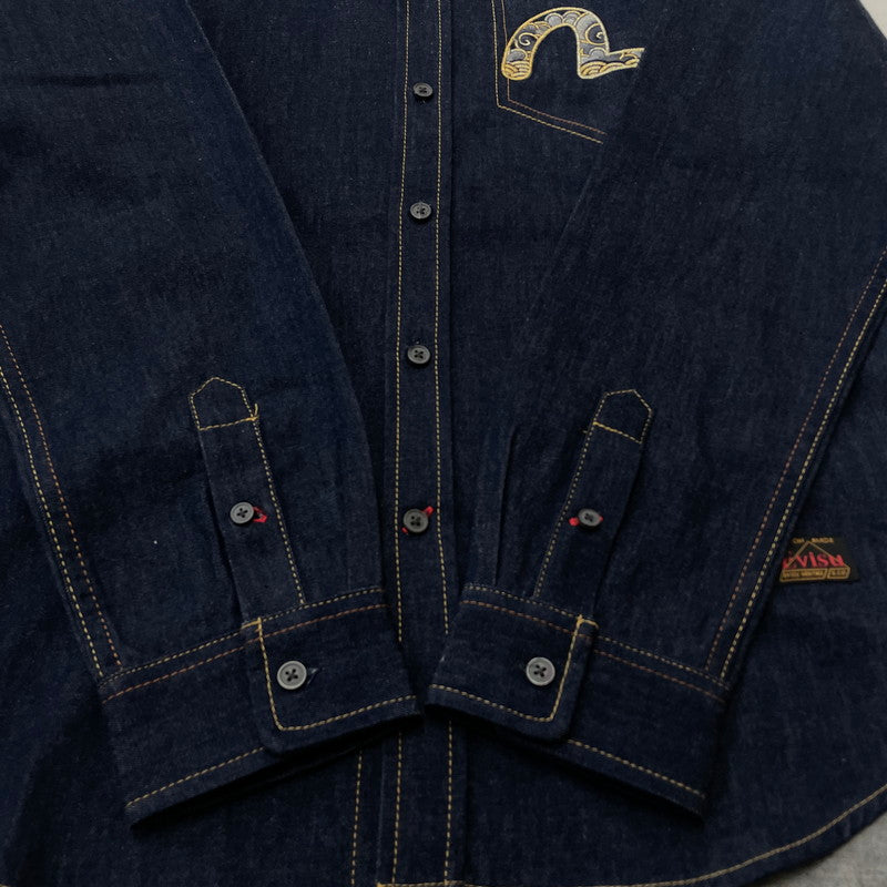 【中古品】【メンズ】 EVISU エビス 23SS COTTON DENIM SHIRT 2EAHTM1SL112XXDN 2023年 コットン デニム シャツ 長袖 トップス 145-260728-sa-05-tei サイズ：L カラー：インディゴ 万代Net店