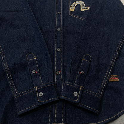 【中古品】【メンズ】 EVISU エビス 23SS COTTON DENIM SHIRT 2EAHTM1SL112XXDN 2023年 コットン デニム シャツ 長袖 トップス 145-260728-sa-05-tei サイズ：L カラー：インディゴ 万代Net店