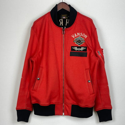 【現状渡し品】【メンズ】 VANSON バンソン SWEAT MA1 スウェット エムエーワン ジャケット アウター 145-260728-sa-04-tei サイズ：XL カラー：レッド 万代Net店