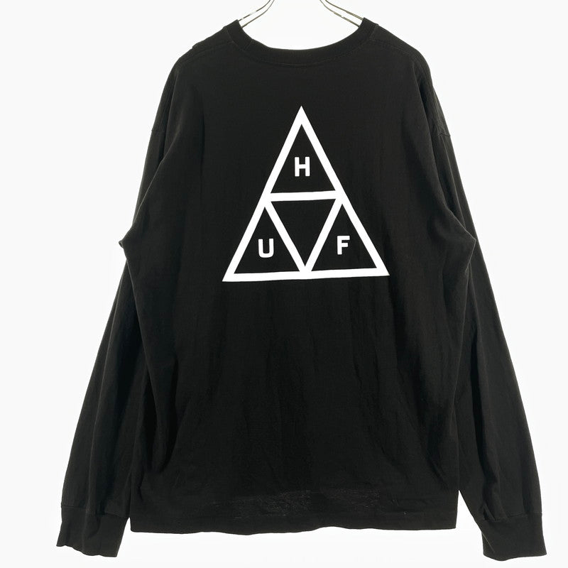 【中古品】【メンズ】 HUF ハフ TRIANGLE LOGO L/S TEE トライアングル ロゴ ロングスリーブ Tシャツ 長袖 トップス 142-260808-sa-03-tei サイズ：XL カラー：ブラック 万代Net店