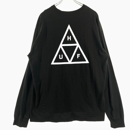 【中古品】【メンズ】 HUF ハフ TRIANGLE LOGO L/S TEE トライアングル ロゴ ロングスリーブ Tシャツ 長袖 トップス 142-260808-sa-03-tei サイズ：XL カラー：ブラック 万代Net店