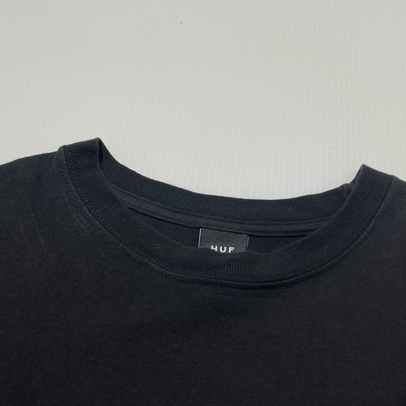 【中古品】【メンズ】 HUF ハフ TRIANGLE LOGO L/S TEE トライアングル ロゴ ロングスリーブ Tシャツ 長袖 トップス 142-260808-sa-03-tei サイズ：XL カラー：ブラック 万代Net店
