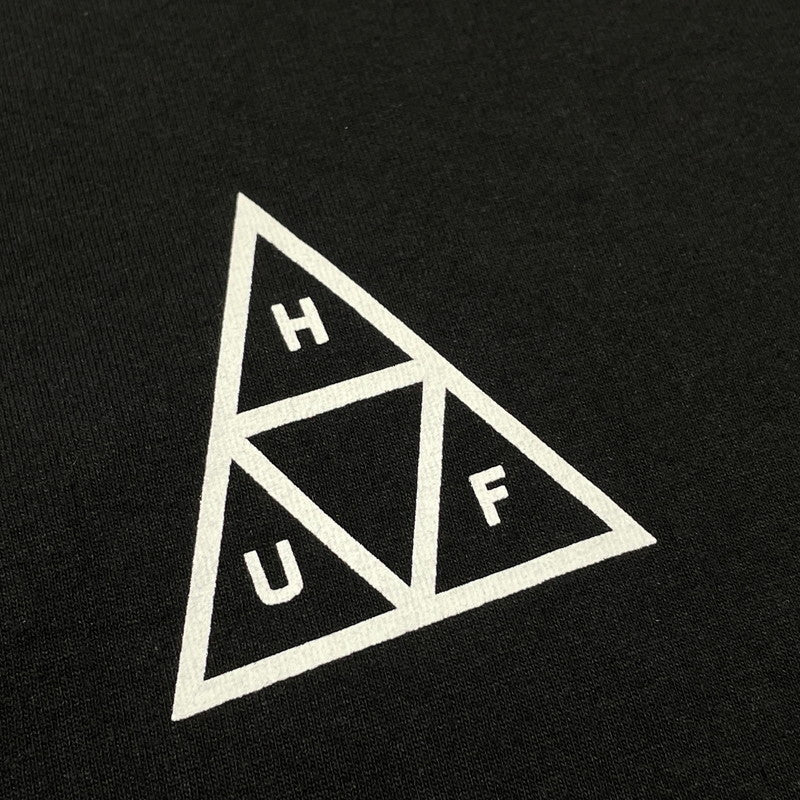 【中古品】【メンズ】 HUF ハフ TRIANGLE LOGO L/S TEE トライアングル ロゴ ロングスリーブ Tシャツ 長袖 トップス 142-260808-sa-03-tei サイズ：XL カラー：ブラック 万代Net店