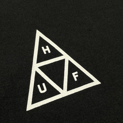 【中古品】【メンズ】 HUF ハフ TRIANGLE LOGO L/S TEE トライアングル ロゴ ロングスリーブ Tシャツ 長袖 トップス 142-260808-sa-03-tei サイズ：XL カラー：ブラック 万代Net店