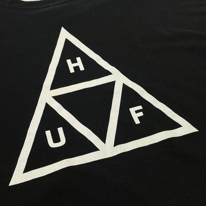 【中古品】【メンズ】 HUF ハフ TRIANGLE LOGO L/S TEE トライアングル ロゴ ロングスリーブ Tシャツ 長袖 トップス 142-260808-sa-03-tei サイズ：XL カラー：ブラック 万代Net店