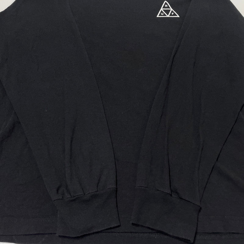 【中古品】【メンズ】 HUF ハフ TRIANGLE LOGO L/S TEE トライアングル ロゴ ロングスリーブ Tシャツ 長袖 トップス 142-260808-sa-03-tei サイズ：XL カラー：ブラック 万代Net店