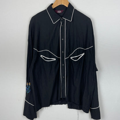 【中古品】【メンズ】 TOWN CRAFT タウン クラフト RAYON L/S SNAP SHIRT レーヨン ロング スリーブ スナップ シャツ 長袖 トップス 145-260730-sa-04-tei サイズ：M カラー：ブラック 万代Net店