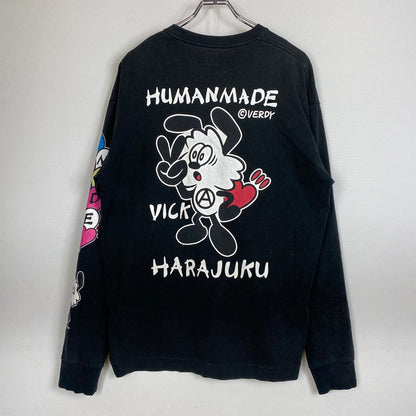 【現状渡し品】【メンズ】 HUMAN MADE ヒューマンメイド × VERDY ヴェルディ 別注コラボ VICK L/S T-SHIRT ヴィック ロングスリーブTシャツ 長袖トップス 142-260803-ss-04-tei サイズ：XL カラー：ブラック 万代Net店