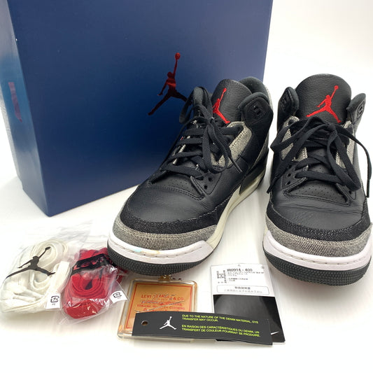 【中古品】【メンズ】 NIKE ナイキ × Levi’s リーバイス 別注 コラボ AIR JORDAN 3 RETRO SP BLACK AND WHITE LEVI'S TAB IR0914-400 エアジョーダン3 レトロ スニーカー 靴 シューズ リーバイスタブ 160-260801-ko-14-tei サイズ：28.5cm カラー：ブラック 万代Net店