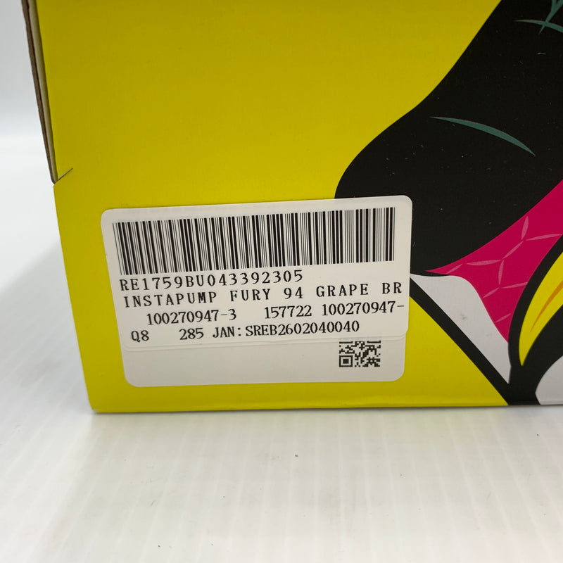 【中古品】【メンズ】 Reebok リーボック INSTAPUMP FURY 94 GRAPE BRAIN 100270947 インスタポンプフューリー94 グレイプブレイン スニーカー 靴 怪獣ポンプソフビ 162-260801-ko-17-tei サイズ：28.5cm カラー：イエロー 万代Net店
