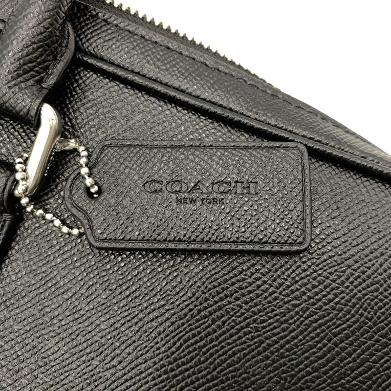 【中古品】【メンズ】 COACH コーチ CEF41 SV/BK イーサン ラージ ブリーフ カバン ショルダーバッグ クロスグレイン レザー 188-260801-ko-01-tei カラー：ブラック 万代Net店