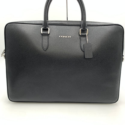 【中古品】【メンズ】 COACH コーチ CEF41 SV/BK イーサン ラージ ブリーフ カバン ショルダーバッグ クロスグレイン レザー 188-260801-ko-01-tei カラー：ブラック 万代Net店