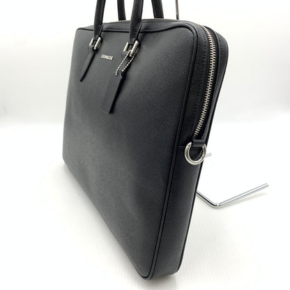 【中古品】【メンズ】 COACH コーチ CEF41 SV/BK イーサン ラージ ブリーフ カバン ショルダーバッグ クロスグレイン レザー 188-260801-ko-01-tei カラー：ブラック 万代Net店