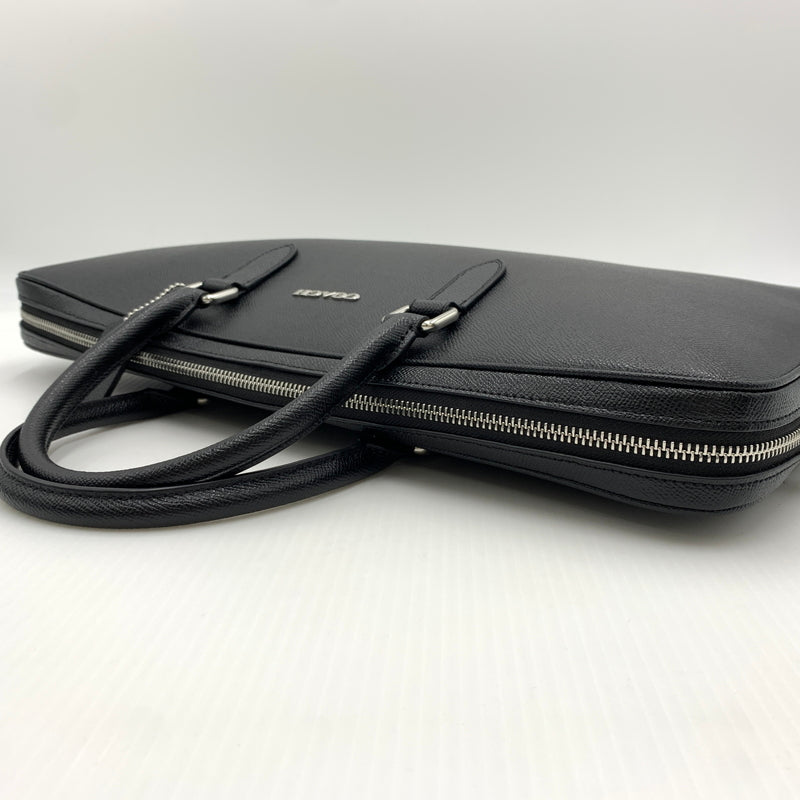 【中古品】【メンズ】 COACH コーチ CEF41 SV/BK イーサン ラージ ブリーフ カバン ショルダーバッグ クロスグレイン レザー 188-260801-ko-01-tei カラー：ブラック 万代Net店